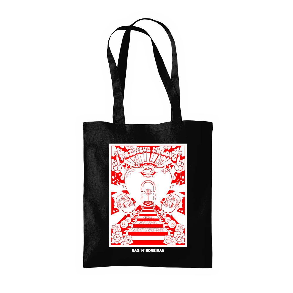‘I Believe In Love’ Black Tote Bag