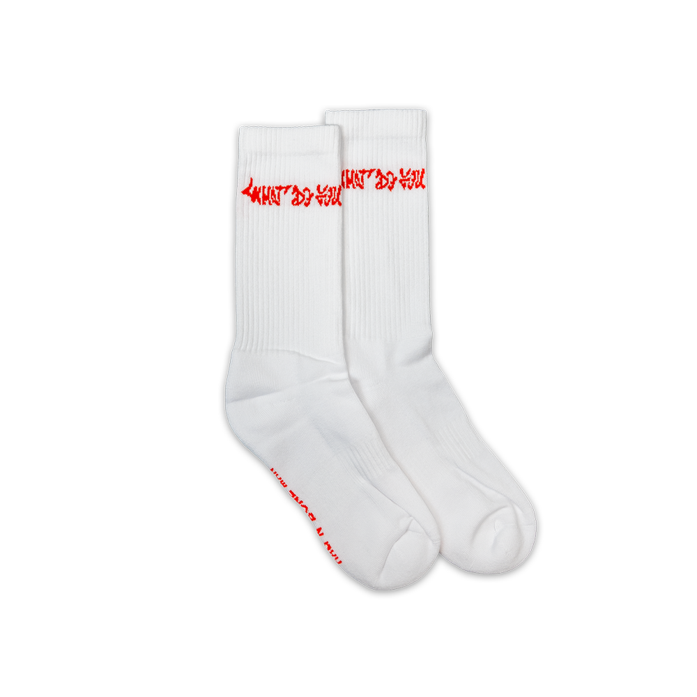 ‘What Do You Believe In?’ White Sport Socks