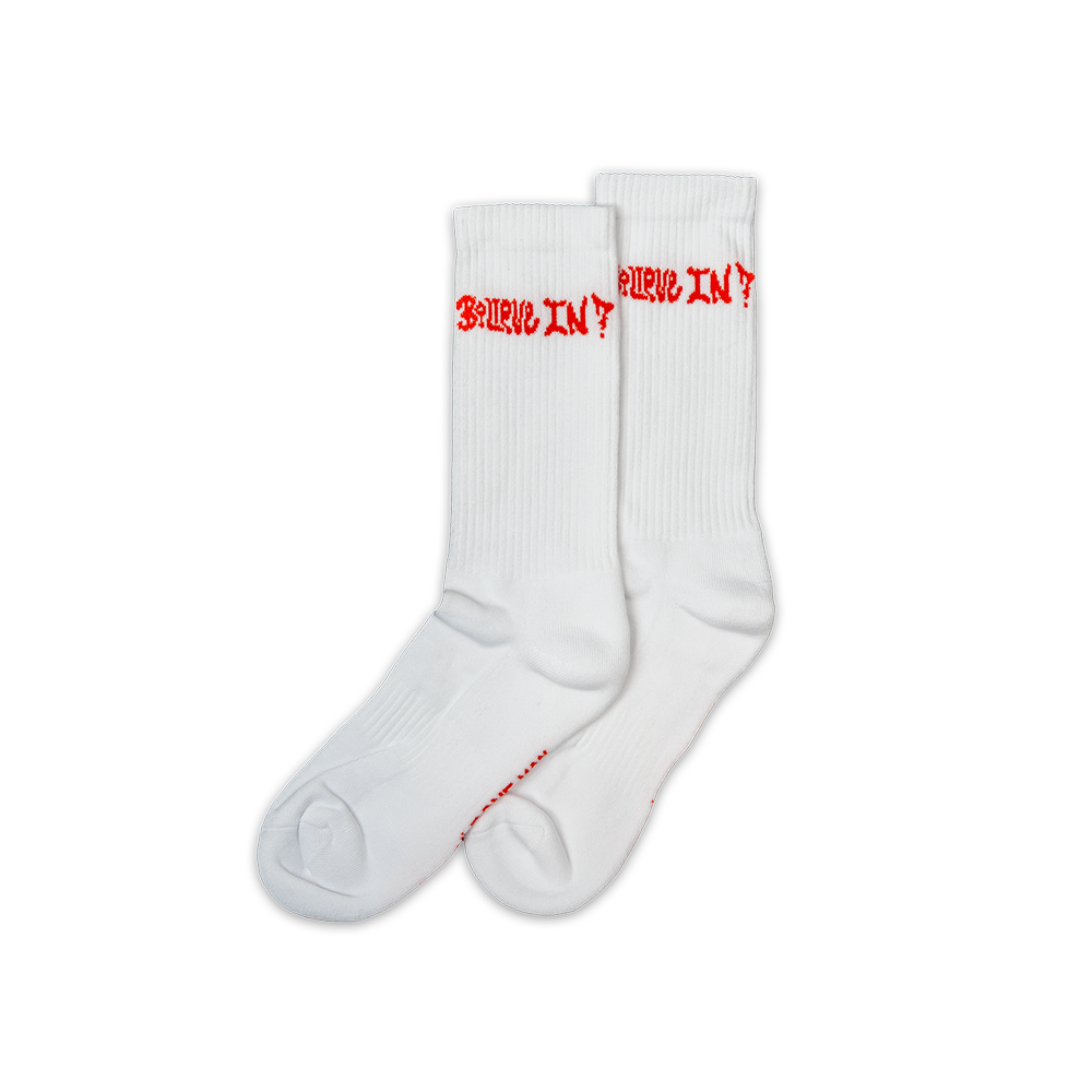 ‘What Do You Believe In?’ White Sport Socks